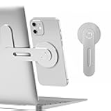 Magnetic Phone Holder for Laptop Designed for iPhone 17/16/15/14/13/12 MagSafe, Adjustable Phone Monitor Side Mount, Slim Portable Foldable Computer Expansion Bracket, Silver