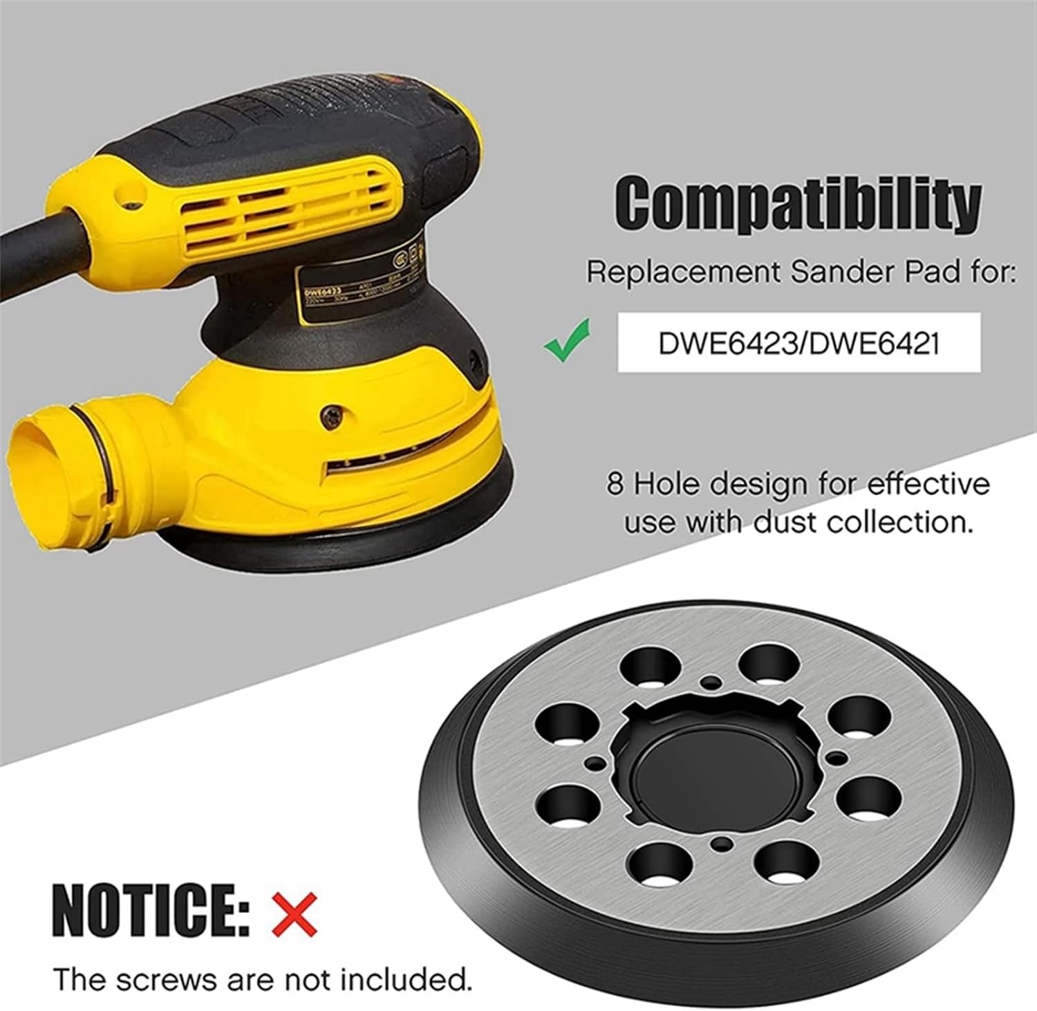 4 Packs 5 Inch 8 Hole Hook And Loop Replacement Sanding Pad Orbital Sander Pad Sander Backing Pad For DWE6423