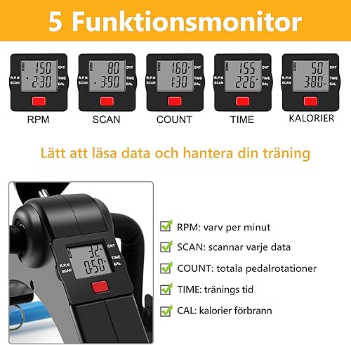 Miniatura 6 de MOMODA Bajo Escritorio Bicicleta Pedal Ejercitador Mini Bicicleta para PiernasBrazo Pedal Ejercitador Plegable Peddler con Pantalla LCD para el