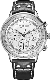 FEICE Men's Bauhaus Wrist Watch with Japanese Quartz Movement Leather Band Waterproof Chronograph Date Multifuntion Display Classic Watches for Men