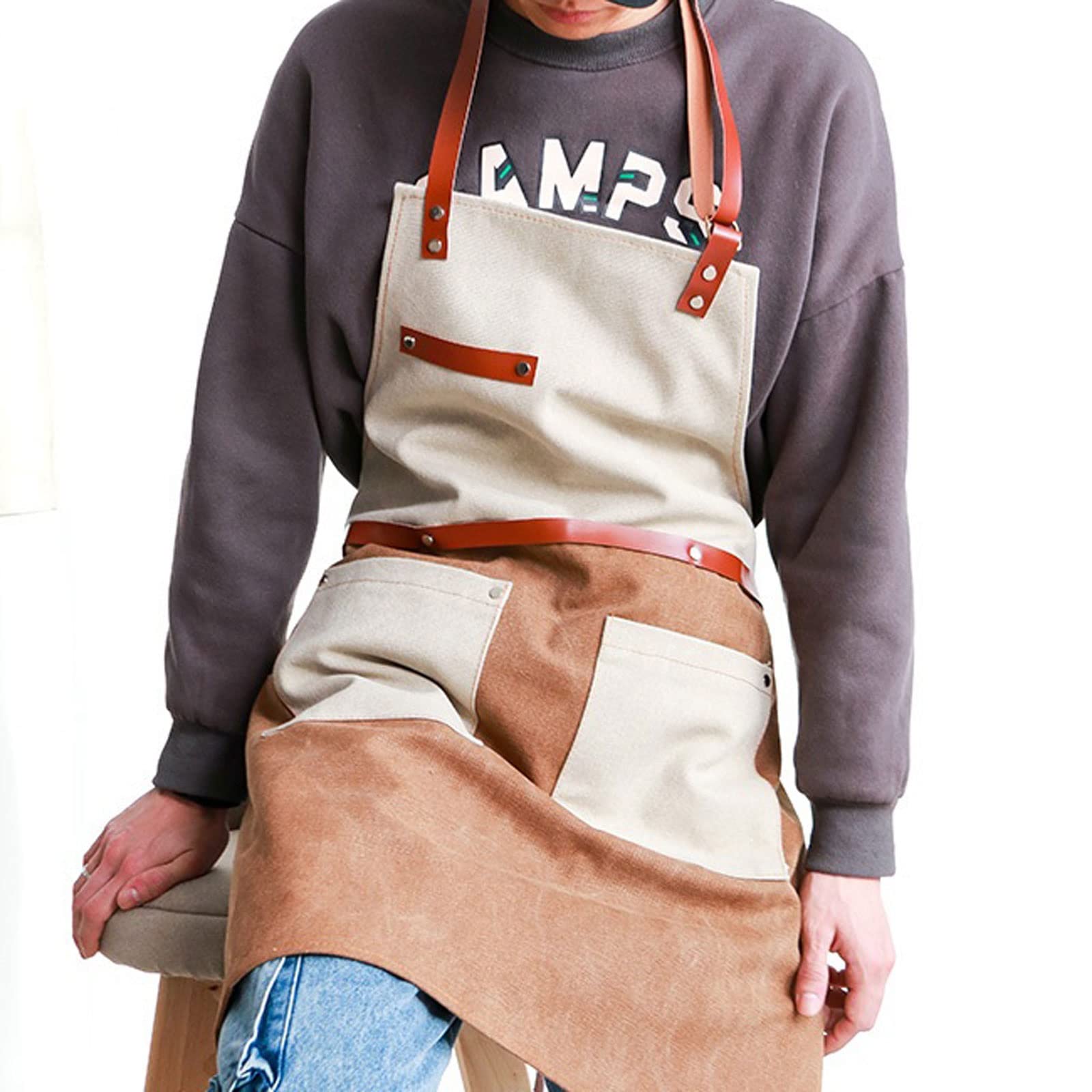 Grembiuli da Uomo, da Donna, in Denim, da Lavoro, da Barbiere, da Ristorante, da Sala da tè, da Cucina, da Pittura, da Bar (Verde)