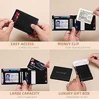 Vista 62 de RUNBOX - Carteras delgadas para hombre, cartera de piel con pinza para el dinero, cartera de bolsillo frontal con bloqueo RFID, tarjetero Negro