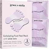 grace & stella Award-Winning Foot Peel Mask - Foot Peeling Mask with Aloe Vera - Moisturizing Foot Mask for Dry Cracked Feet - Foot Exfoliator for Baby Soft Feet (2 Pairs, Lavender)
