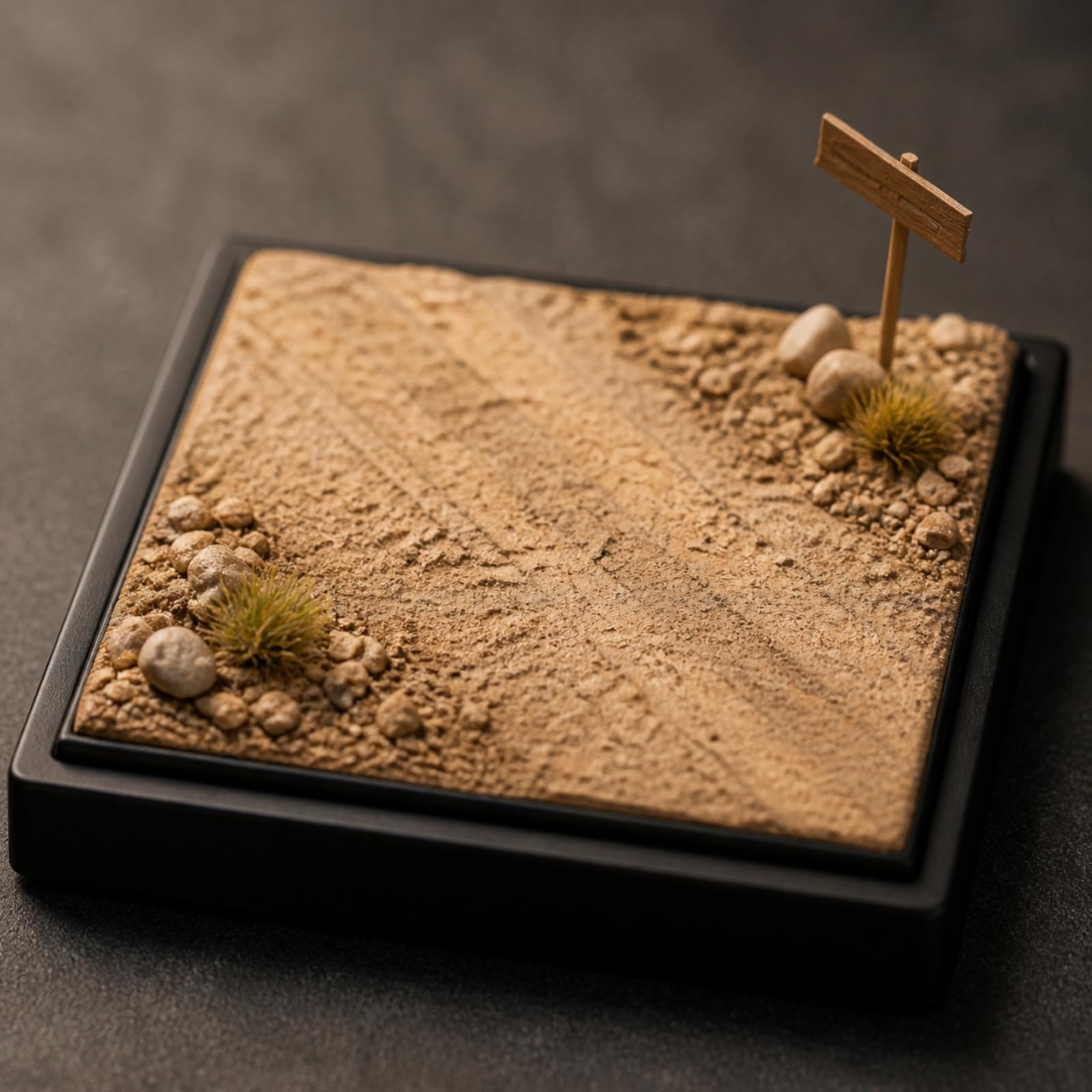 Base Espositiva Diorama con Terreno in, Piattaforma Per Scenario In Miniatura, Modello Di Terreno Sabbioso, Con Copertura In Acrilico