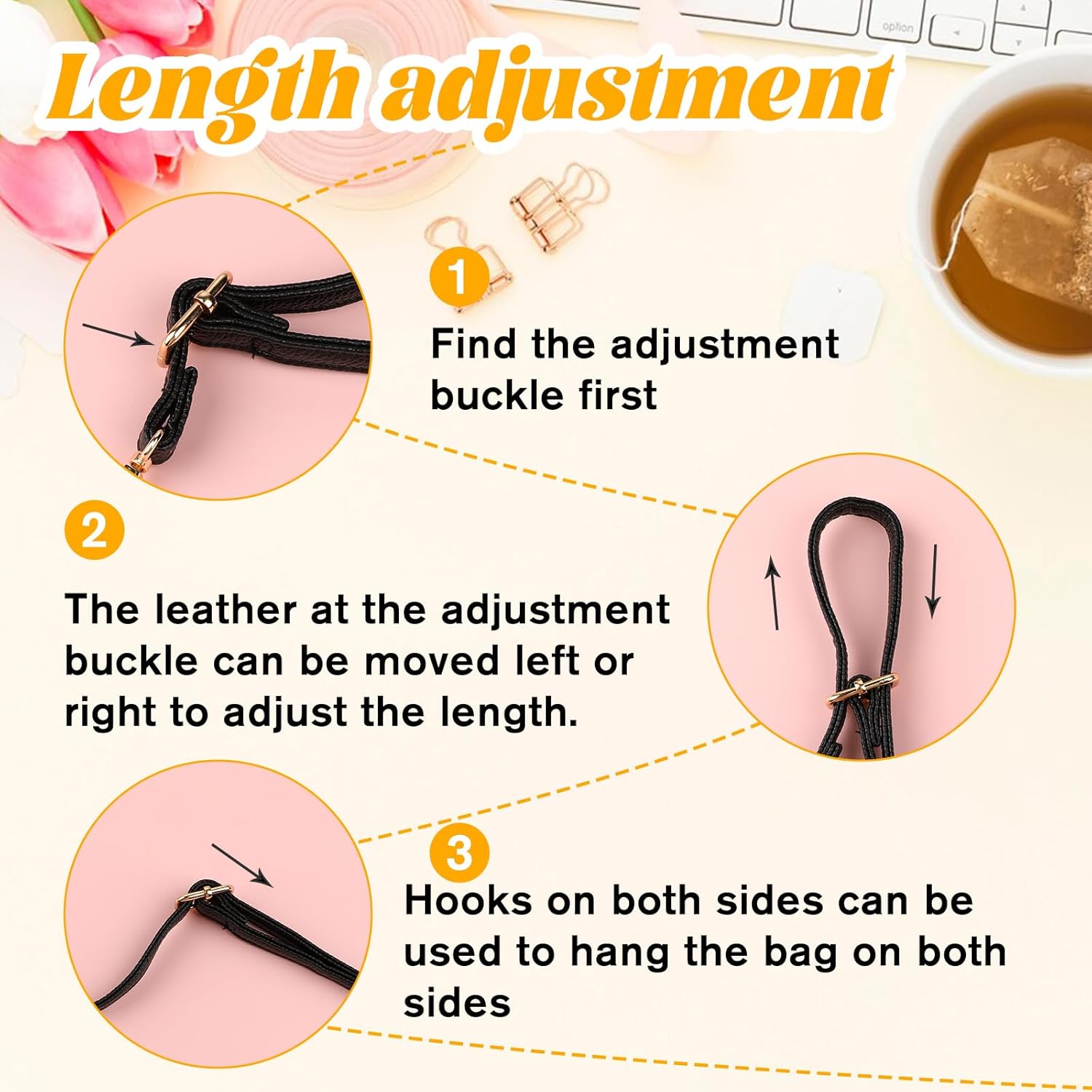 Leather Purse Strap Replacement Adjustable Extended Long Crossbody Shoulder Bags Strap Genuine Leather Thin Black Handbags Strap for Women Handbags Purse Crossbody Clutch - Image 3