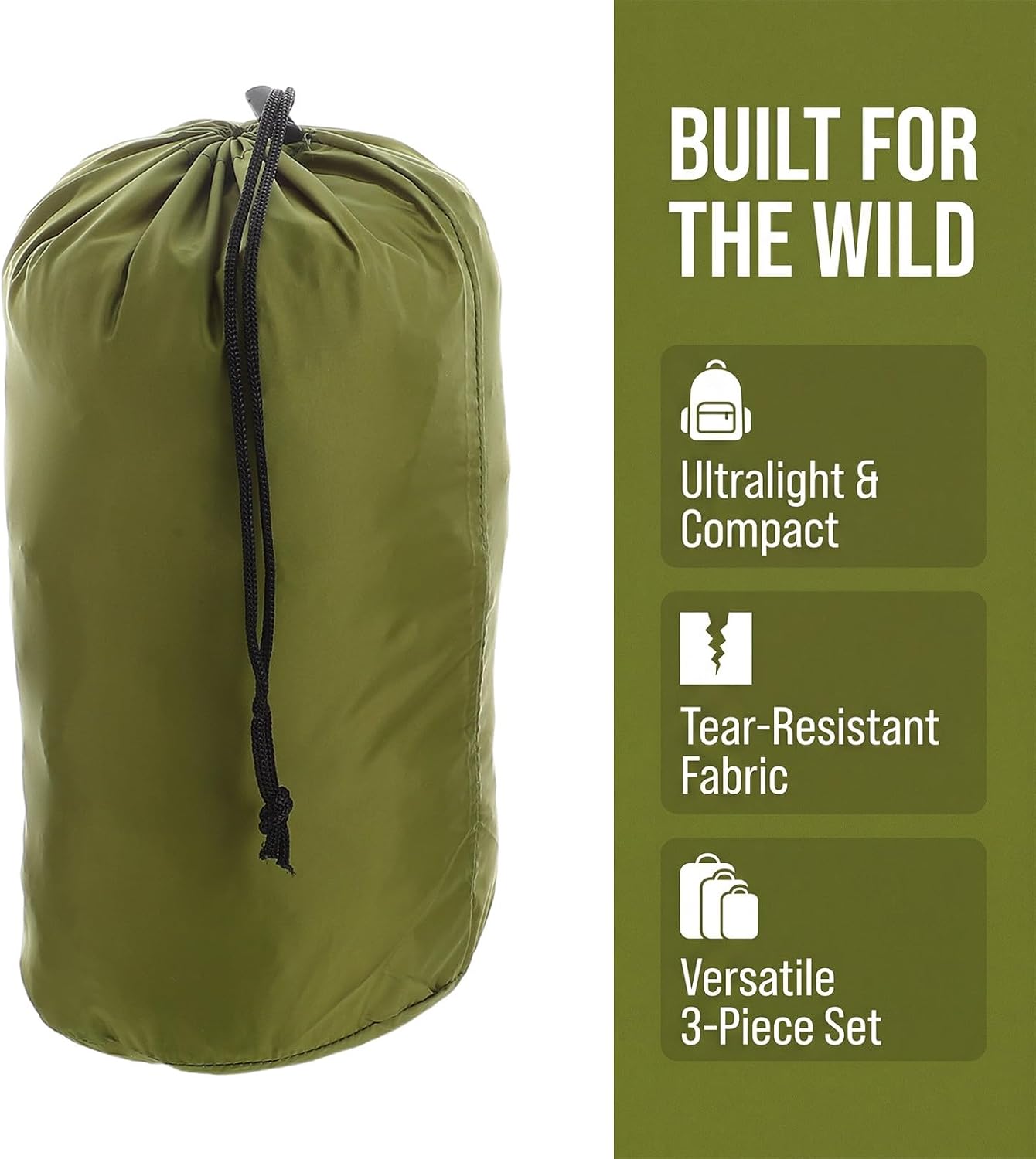 Wakauto 3pcs Packable Drawstring Stuff Sack, Nylon Travel Compression Bag image 3