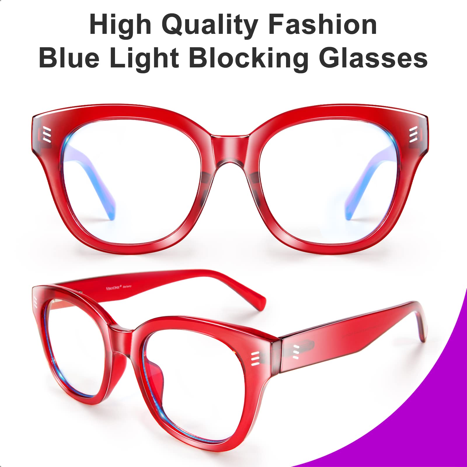 VISOONE BELLAMY Lunettes rondes de taille moyenne TR90 bloquant la lumière bleue avec anti-fatigue oculaire et anti-reflets informatiques pour homme et femme