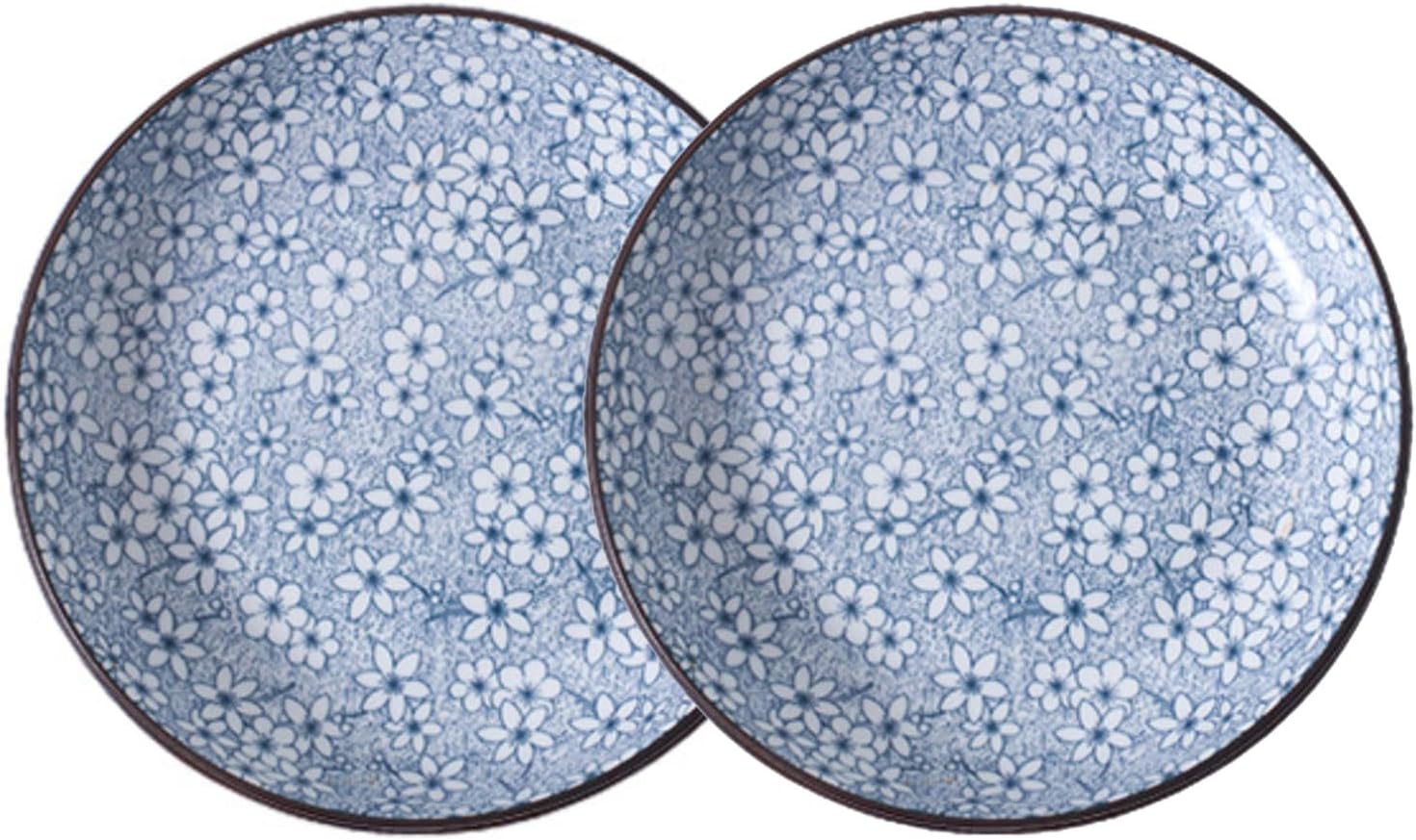 Dessert Plates Ceramic,7 Inch Round Salad Appetizer Porcelain Dinner Plates,Microwave Oven and Dishwasher Safe,Set of 2,Scratch Resistant,Japanese Style,Multiple Styles Available
