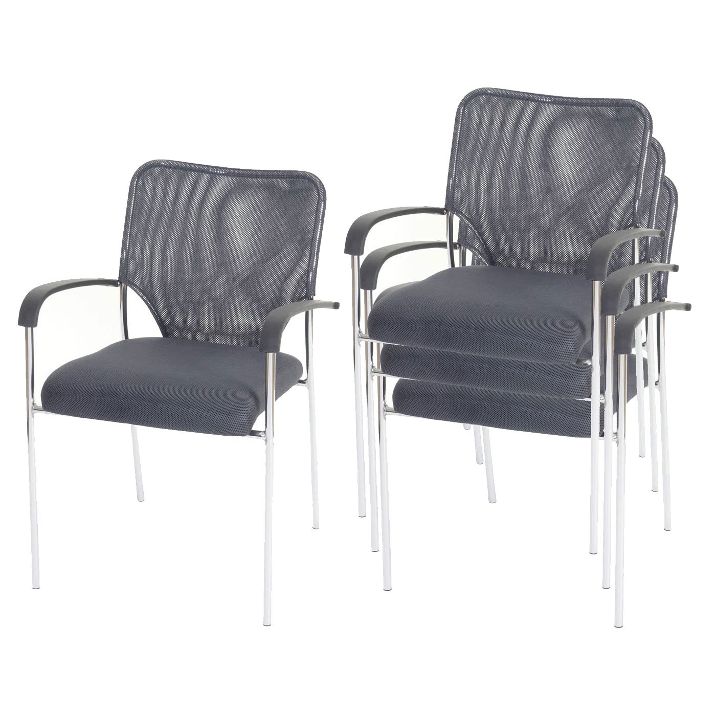Lote de 4 sillas de conferencia/Visitor Tulsa, apilable, tejido – Asiento gris, respaldo gris