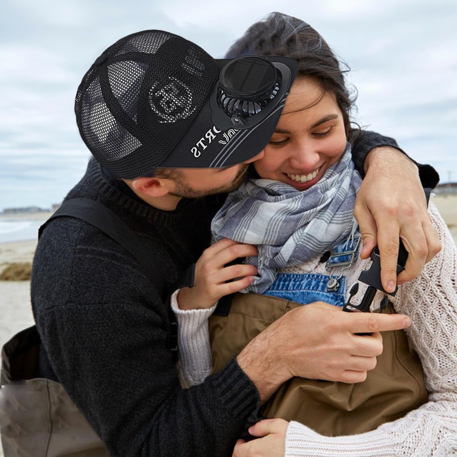 Cappello Esterno Con Ventilatore Integrato - Funzione Di Raffreddamento Ad Energia Solare, Compatibile Con La Ricarica USB Design Di Ventilazione, Costruzione Leggera Comoda Da Indossare | Po