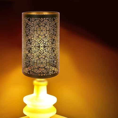 Miniatura 7 de KALLORY Persianas de metal talladas huecas de hierro para lámpara de pared, estilo moderno, decoración de lámpara para lámpara de pared, tallada en