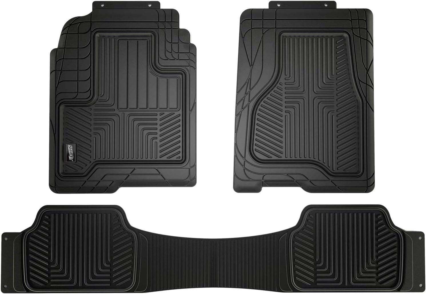 SmartFit Truck Floor Protector, Universal Floor Mats for Trucks, All-Season & Heavy-Duty Mats, Trim to Fit for Full Coverage, Premium Quality and Easy to Clean, Black (3-Piece)