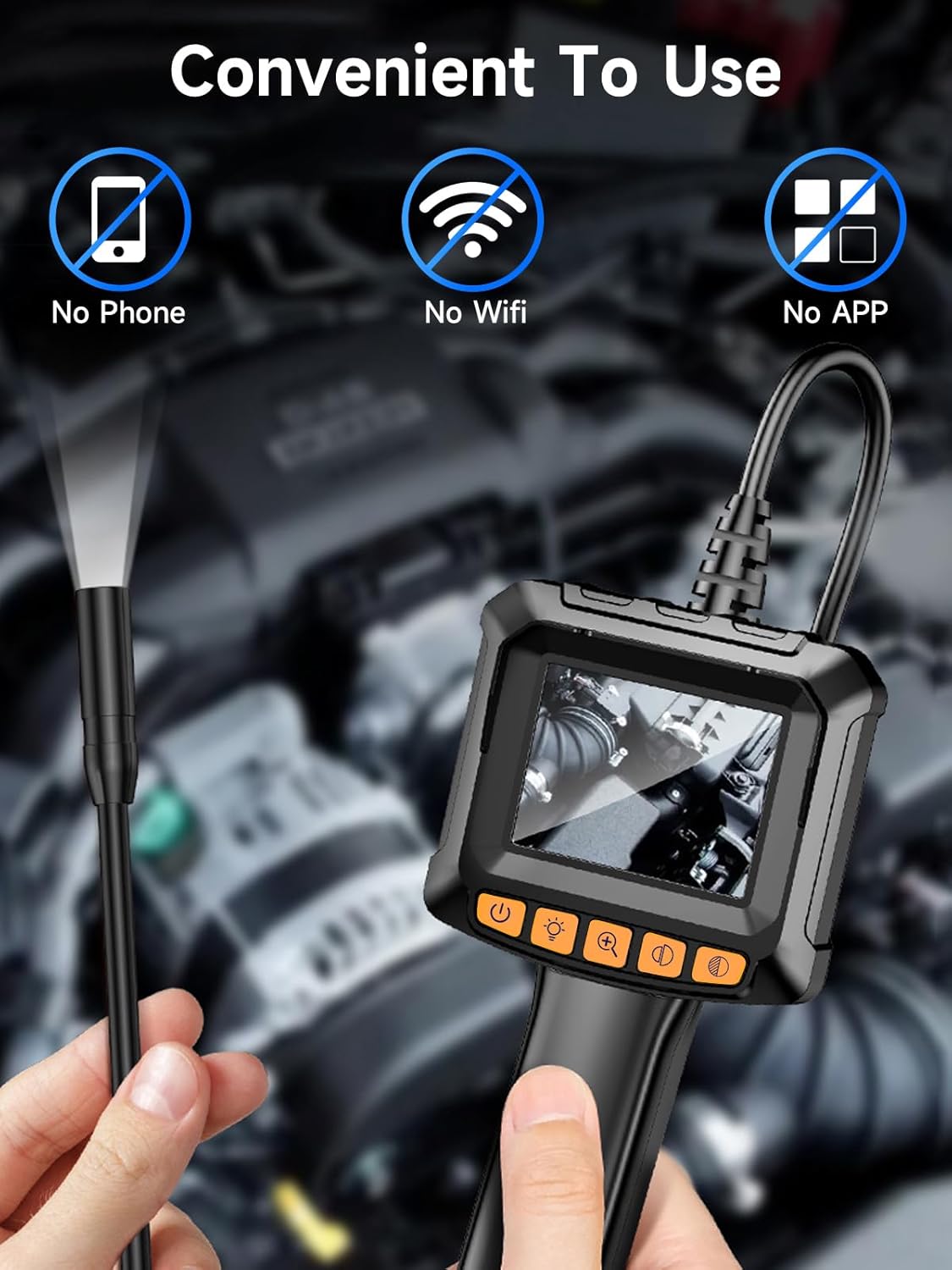 Moman EOS1 Borescope 1080P HD Inspection Camera with 2.4" IPS Screen, 16.4ft Semi-Rigid Cable, IP67 Waterproof, 8LEDs for Sewer, Pipe, Auto, Plumbing & HVAC Inspection