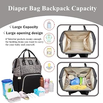 Diaper Bag Backpack, Leopard Multi function Baby Diaper Bag for Boys Girls Waterproof Backpack Travel Diaper Bag