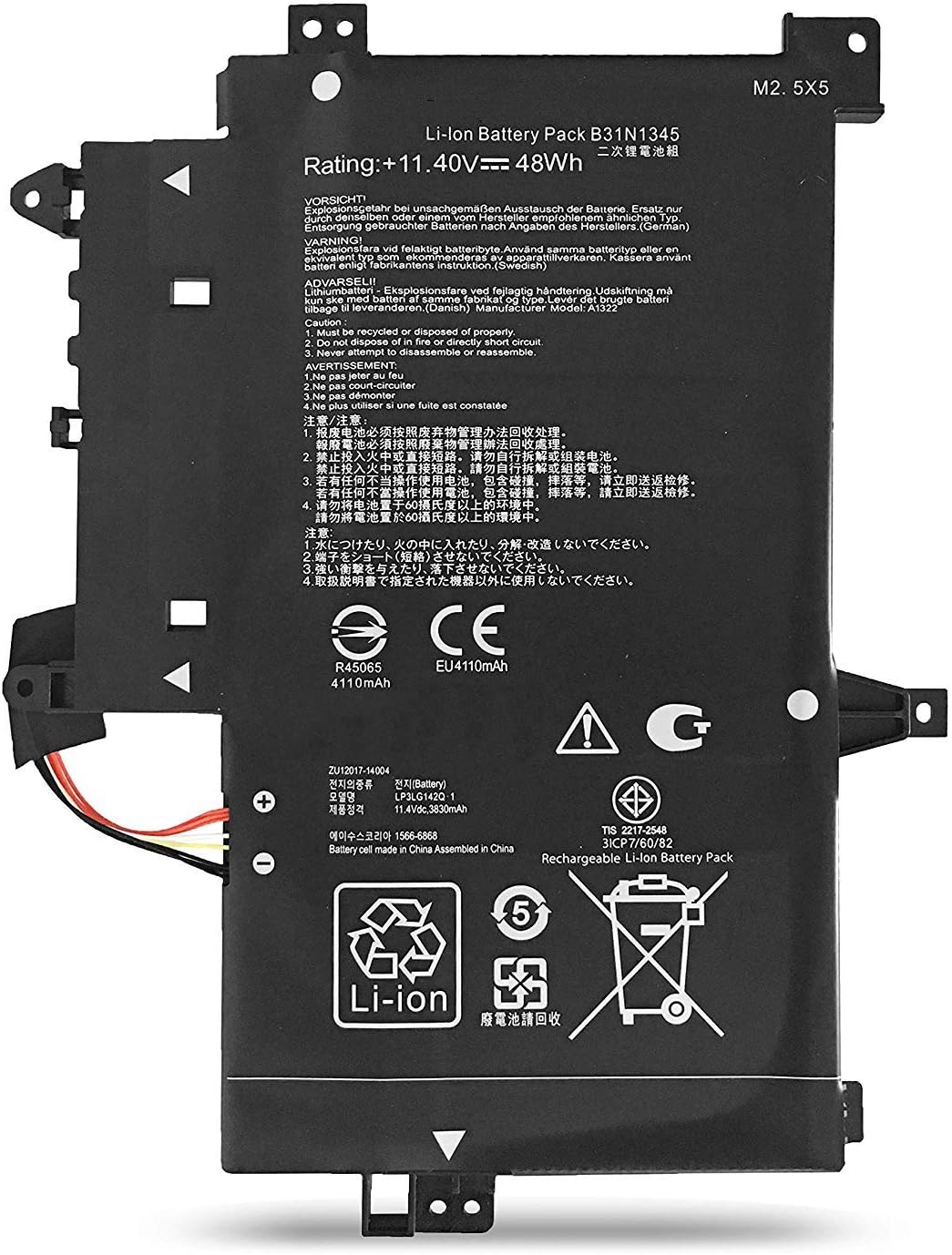 ASKC B31N1345 B31BN9H Laptop Battery for ASUS TP500L TP500LA TP500LB TP500LN TP500LA-EB31T TP500LA-DS71T UB31T FH31T AB53T 0B200-00990100 11.4V 48Wh