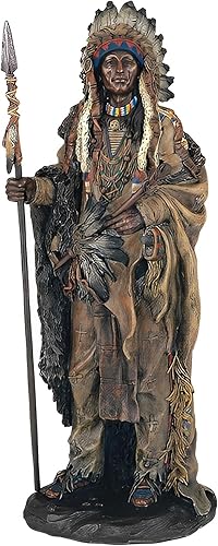 ICE ARMOR Figura decorativa de guerrero indio con lanza de 14 pulgadas de alto