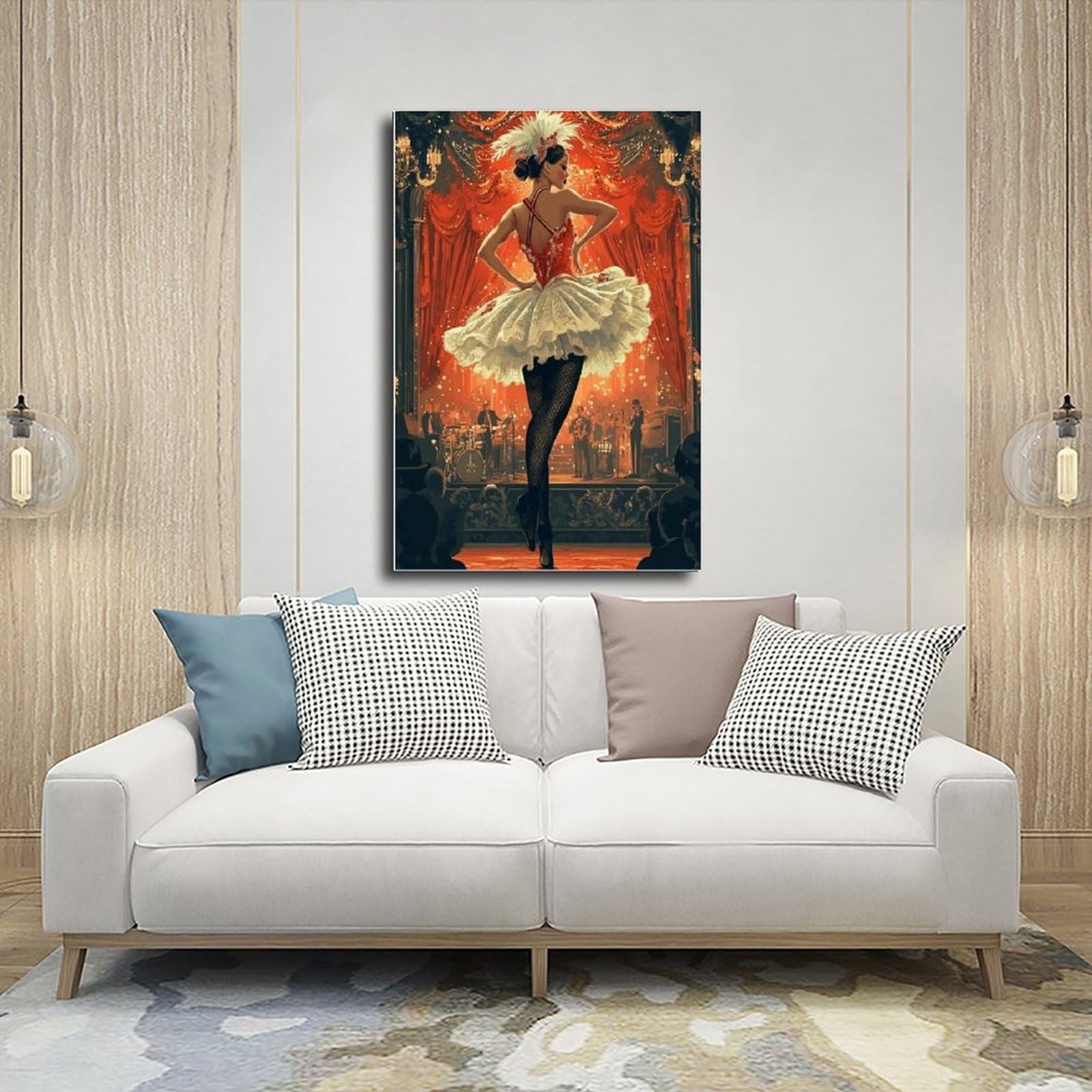 Stampa artistica su tela con illustrazione di cabaret francese, Cancan Dance, decorazione per camera da letto, ufficio, camera da letto, regalo, 60 x 90 cm