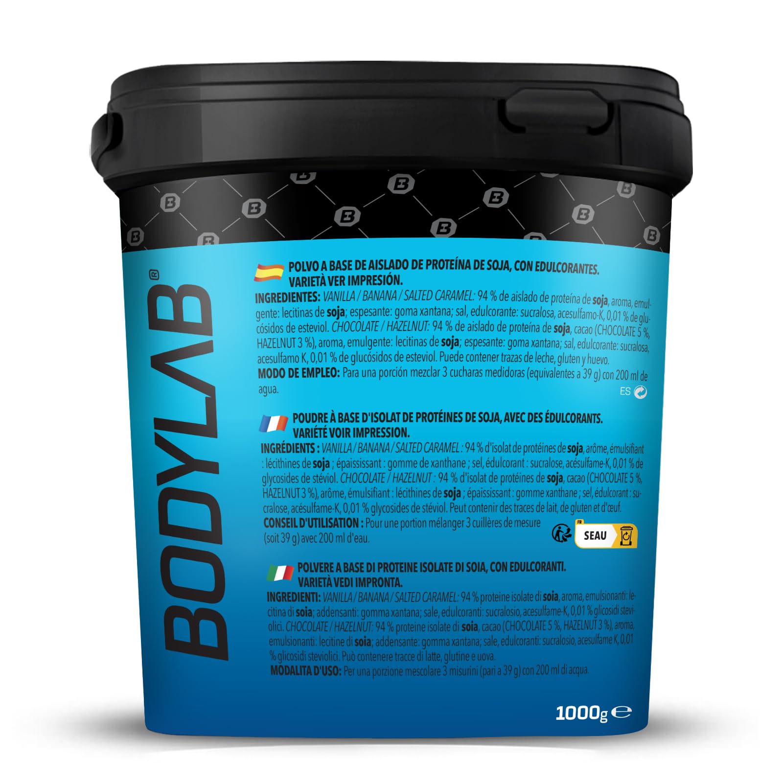 Bodylab24 Soja Protein Isolat Schokolade 1kg, rein pflanzliches Sojaprotein-Isolat für Deinen Muskelaufbau, bis zu 90% Eiweiß, umfangreiches Aminosäure-Profil, geringer Fett- und Kohlenhydratanteil