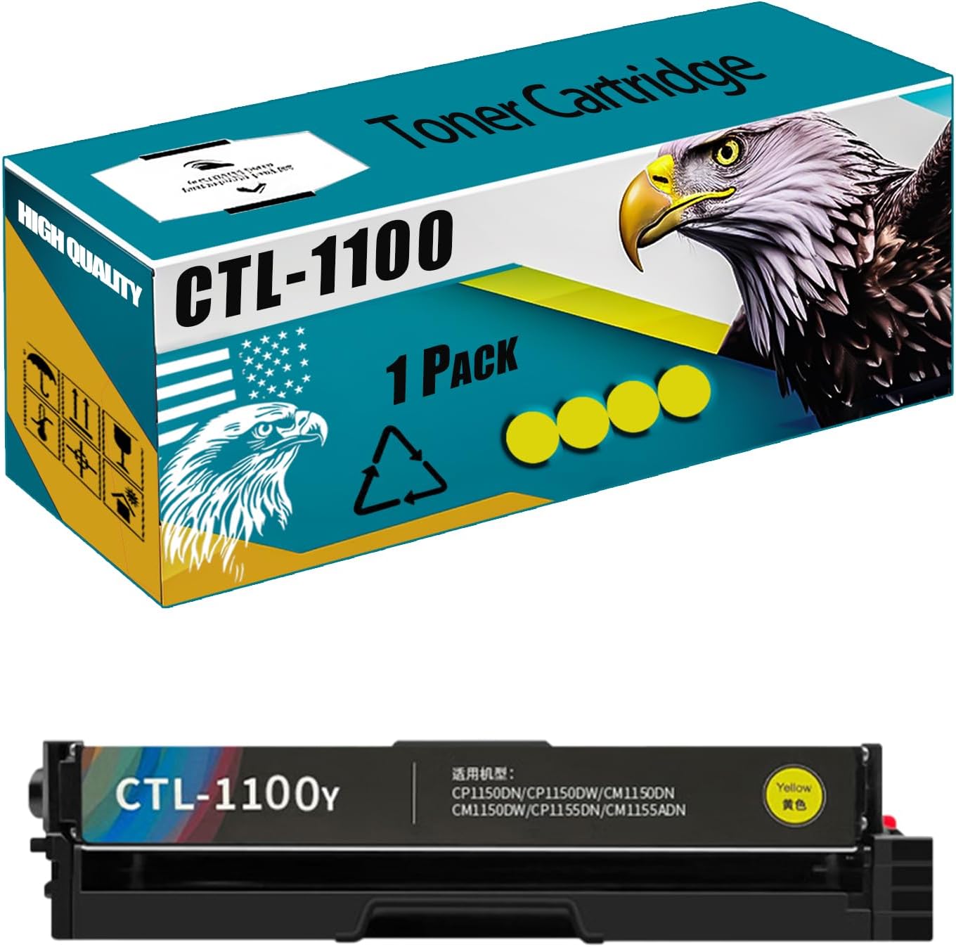 CTL-1100 Toner Cartridge Compatible for Pantum CP1100 CM1100 CP1100DN CP1100DW CM1100DN CM1100DN CM1100DW CM1100ADN CM1100ADW Printers, High Production Replacement (Yellow)