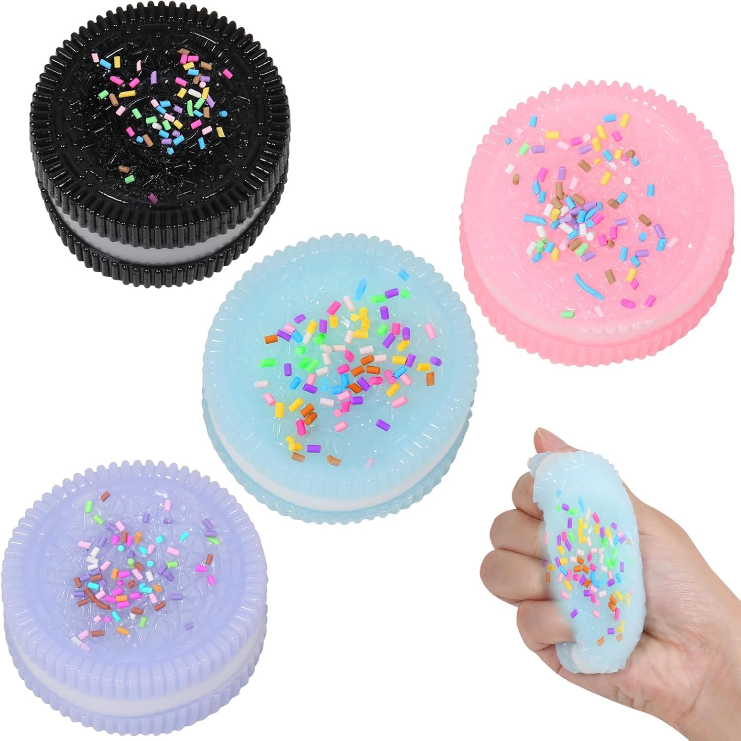 JWTING 4PCS Squishy Biscuit Stress Relief Toy,Pinch Decompression, Realistic Sandwich Design for Anxiety & Relaxation, Perfect Desk Accessory & Fun Fidget Toy for Adults, Ideal for Stress Relief