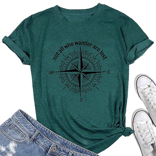 Graphic T-Shirts for Women Hiking Camping Trip Compass Printed Vintage