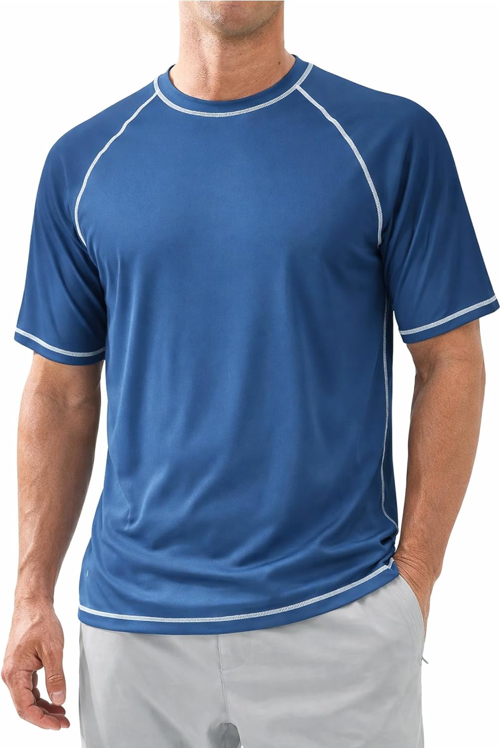 Liberty Imports 2-Pack Men's UV Short Sleeve Swim Shirts Loose Fit Rash Guards - Image 4