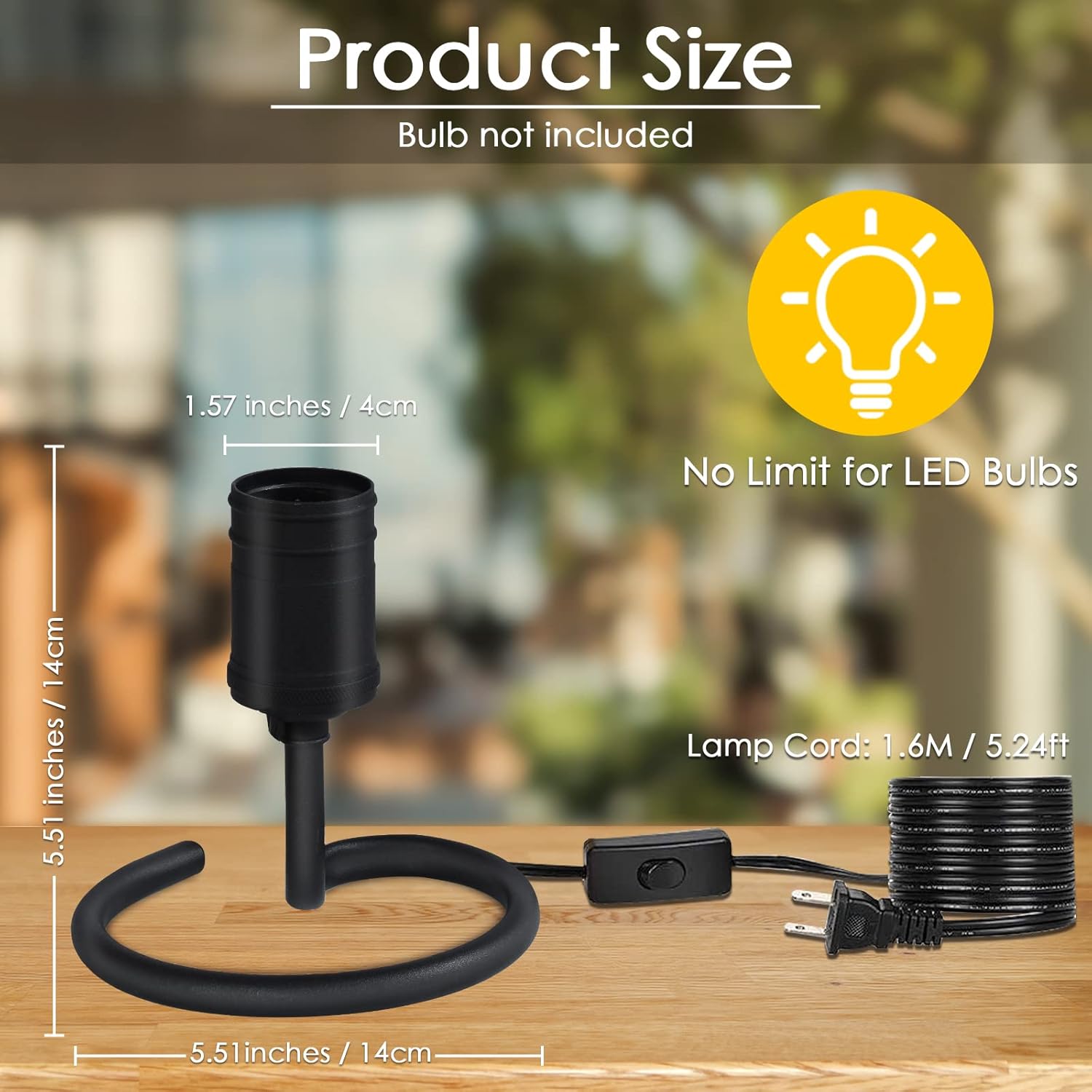 Small Table Lamps for Bedroom Set of 2, E26 Edison Desk Industrial Lamp Base Holder with Plug, Modern Black Metal Lamp, Cute Night Table Lamp for Nightstand, Bedside, Office, Living Room(NO Bulbs)