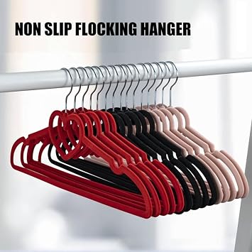 Clothes Hangers Hangers Suit Hangers 10 Piece Flocking Hangers Heart Shaped Non-Slip No Trace Clothes Pants Organizer Hanger Seamless Garment Hangers Coat Hangers, 42*21cm, Red