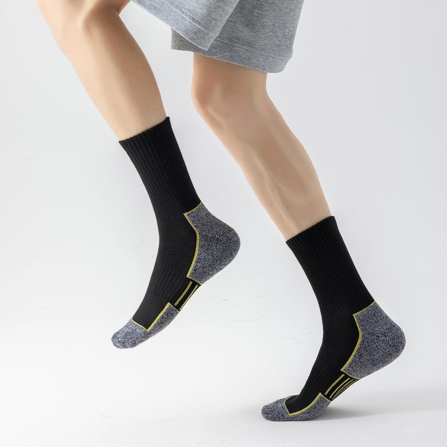 10 pairs Work Boot Socks, Moisture Wicking Cushioned Crew Socks for Men, Reinforced Toe and Heel for Abrasion Resistance - Image 7