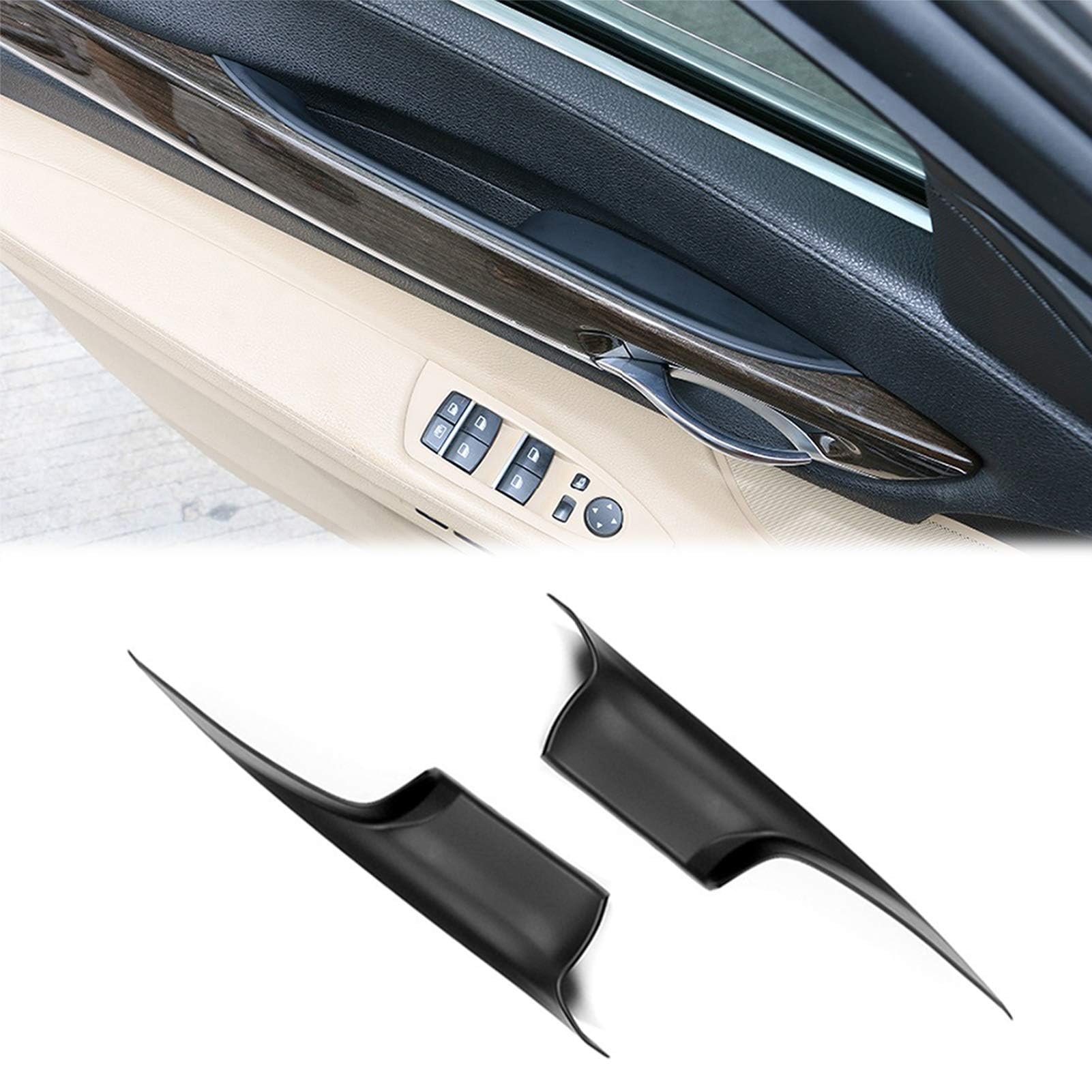 TTCR-II Door Pull Handle Covers Compatible with BMW 7 Series, Left Front and Right Front Door Handle Carrier Trim Cover Kit (Compatible with BMW 730 740 750 760 F01/F02 2008-2014)…