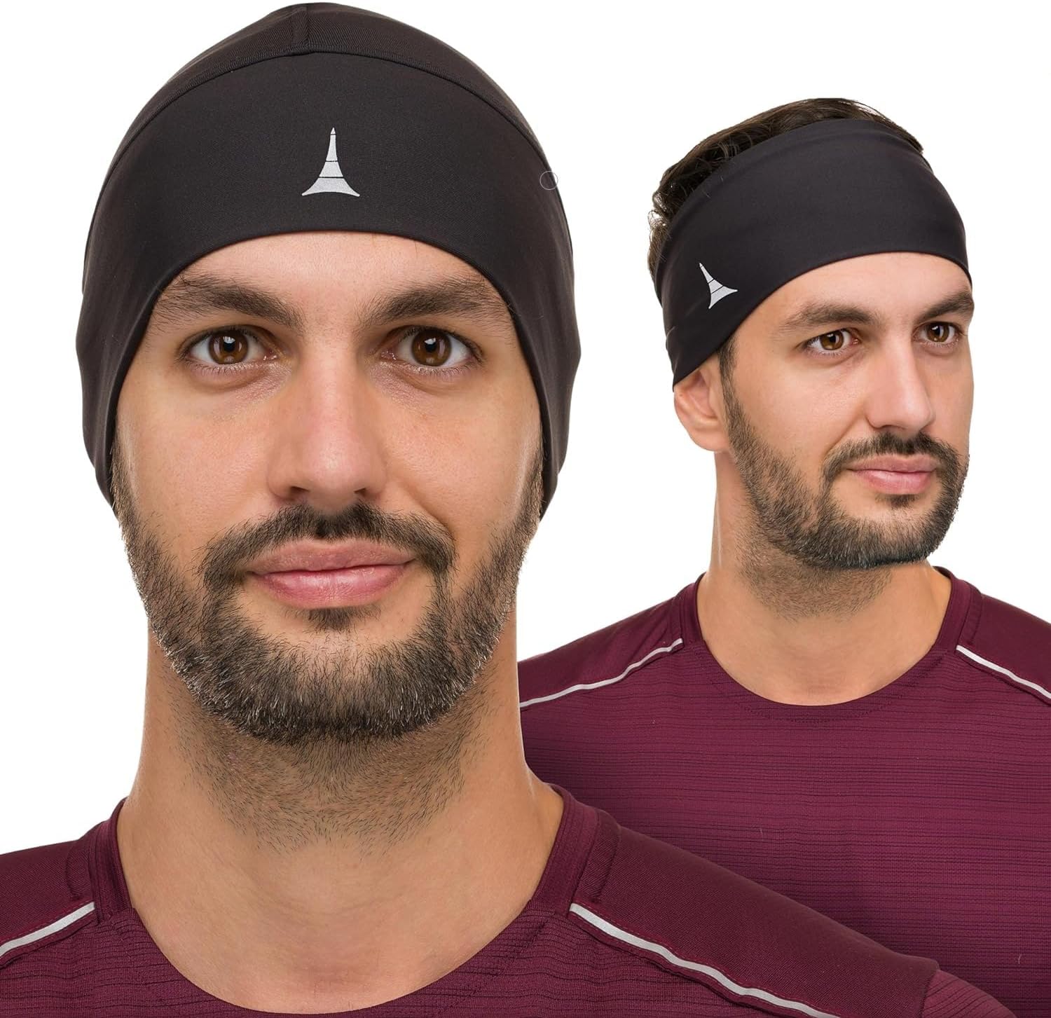 French Fitness Revolution Helmet Liner Sweat Wicking Skull Cap Beanie + Stretchy Sports Headband for Men & Women