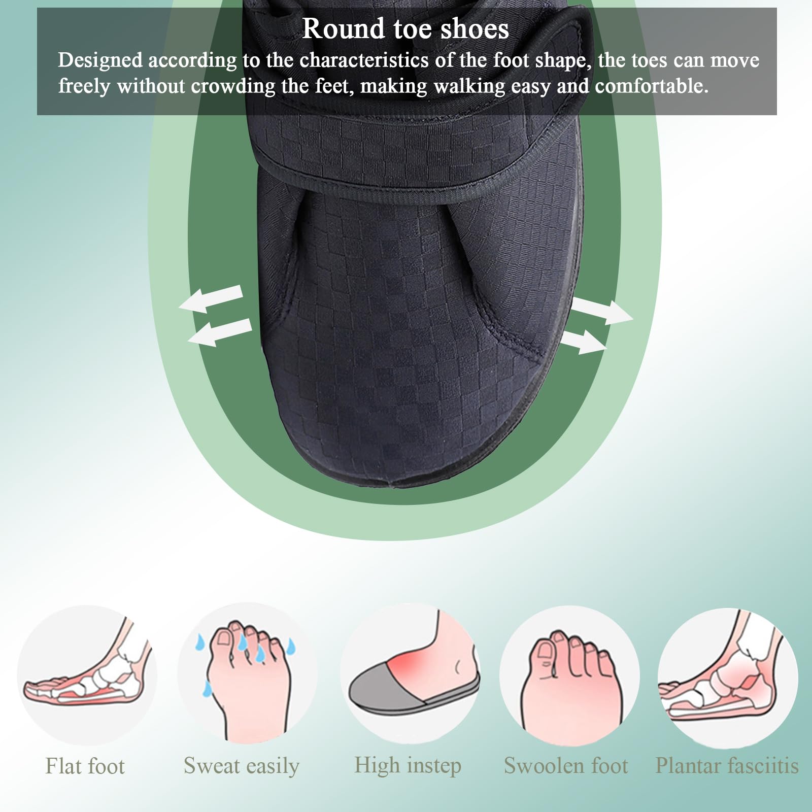 Sandali Donna Pantofole Diabetiche Uomo, Regolabili Antiscivolo Traspirante Larghe Scarpe, Extra Larghe Comode Scarpe di Riabilitazione