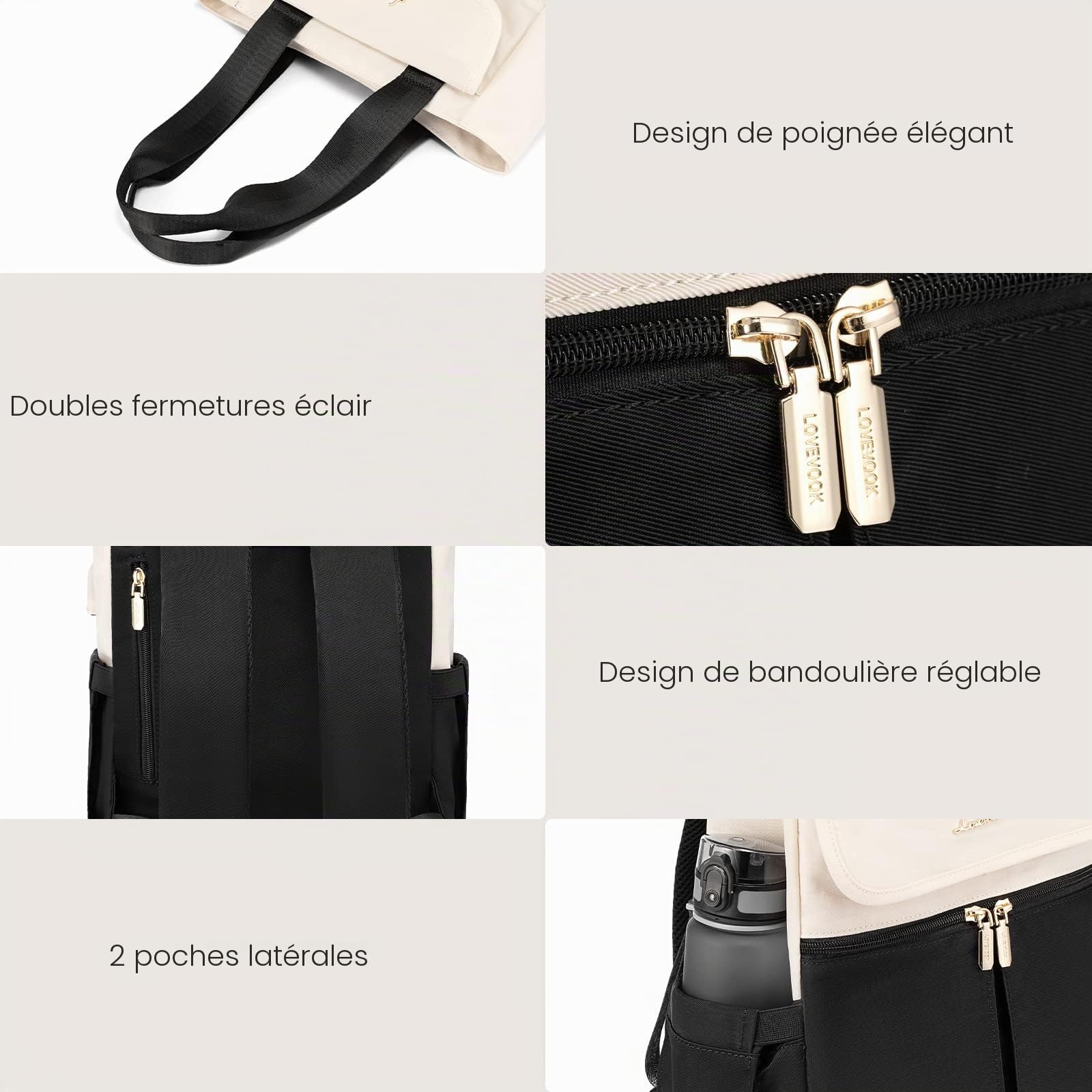 LOVEVOOK Sac a Dos Femme, Petit Mini Sacs à Main Portés Dos Femme, Leger Chic Sacs à Dos pour Ordinateur Portable pouces Cartable Fille Feminin Backpack pour Voyage Loisir Collège