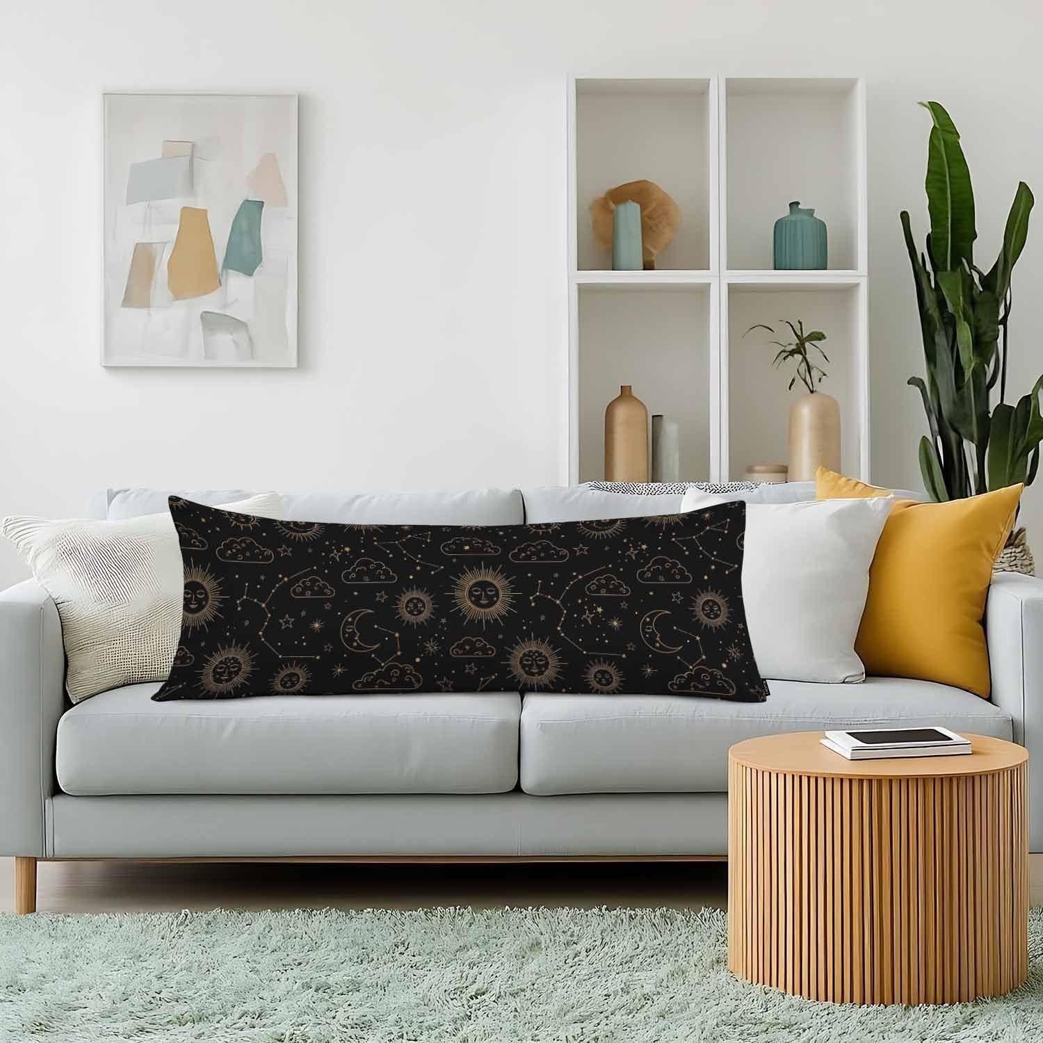 Couch Pillows Decorative Body Pillow Cover Sun and Moon, Galaxy Space Celestial Sun Moon Body Pillowcase for Men Women, Body Pillow Covers 20" X 54" Cushion Cases for Sofa Bed image 2