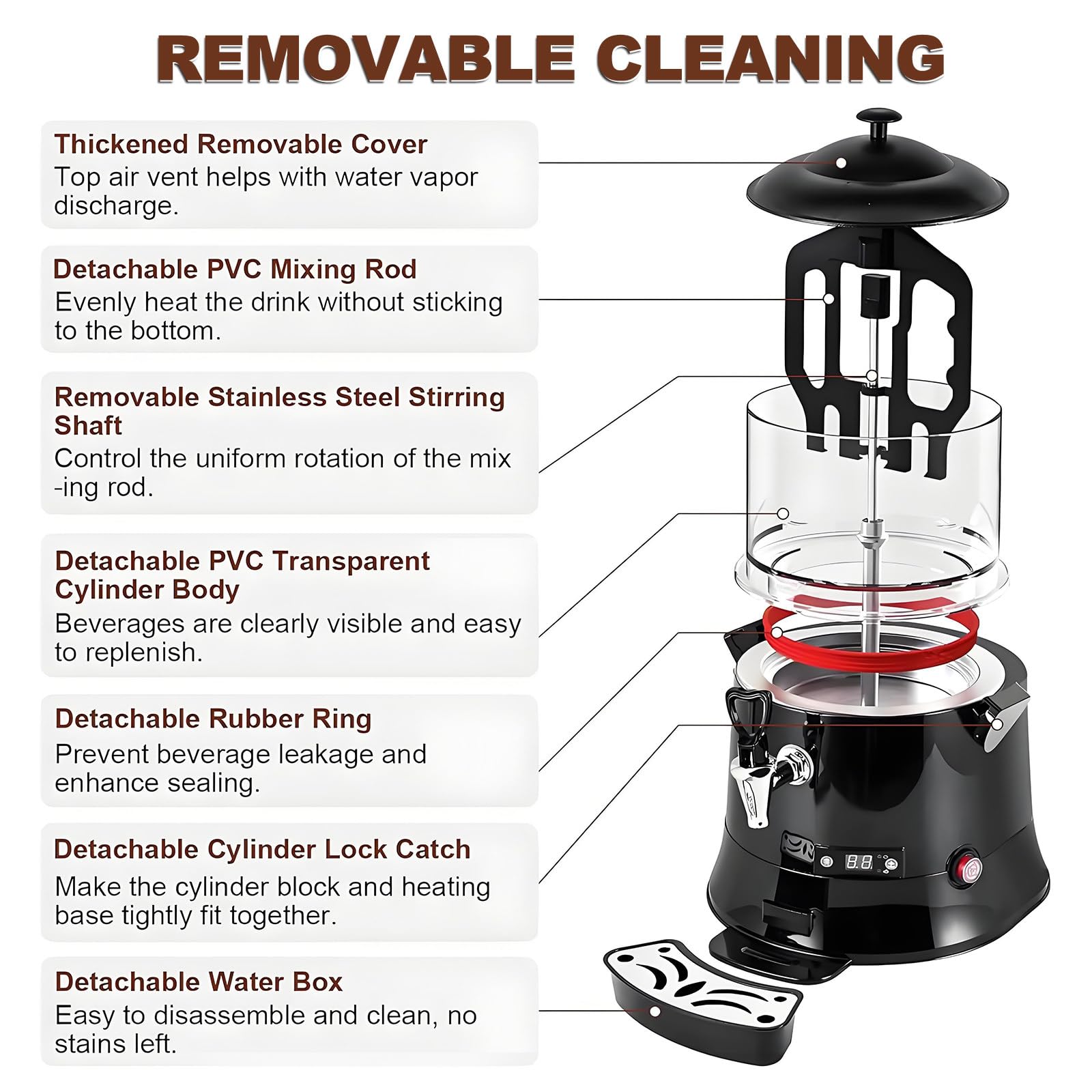 Máquina Comercial de Chocolate Caliente,Calentador Dispensador de Chocolate Eléctrico 600W,Rango de Temperatura: 30-90℃,Ahorrador de Energía y Rentable,Máquina Eléctrica para Hacer Bebidas 5L