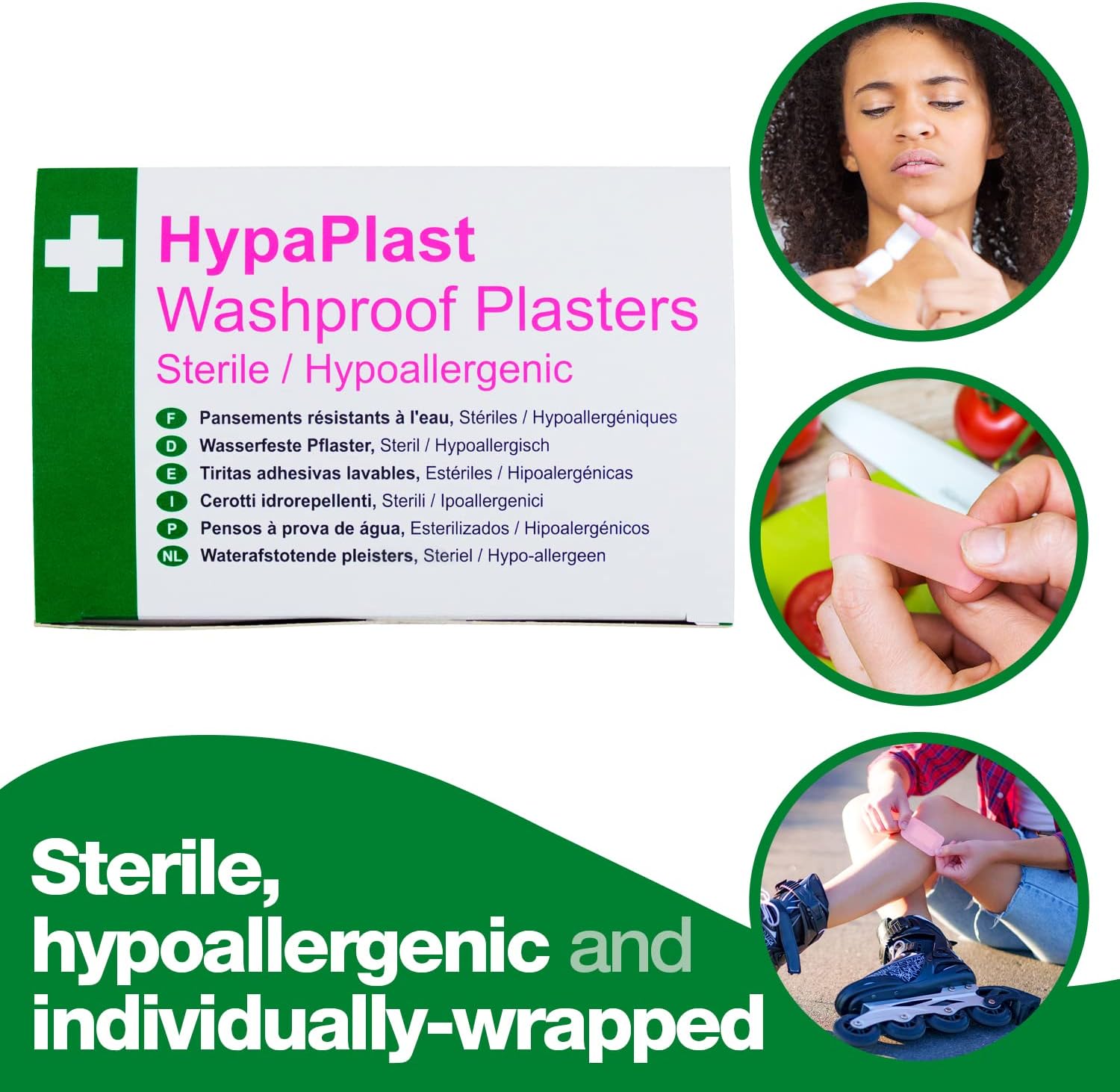 Safety First Aid D9001 HypaPlast Washproof Plasters, Pink, Set of 100
