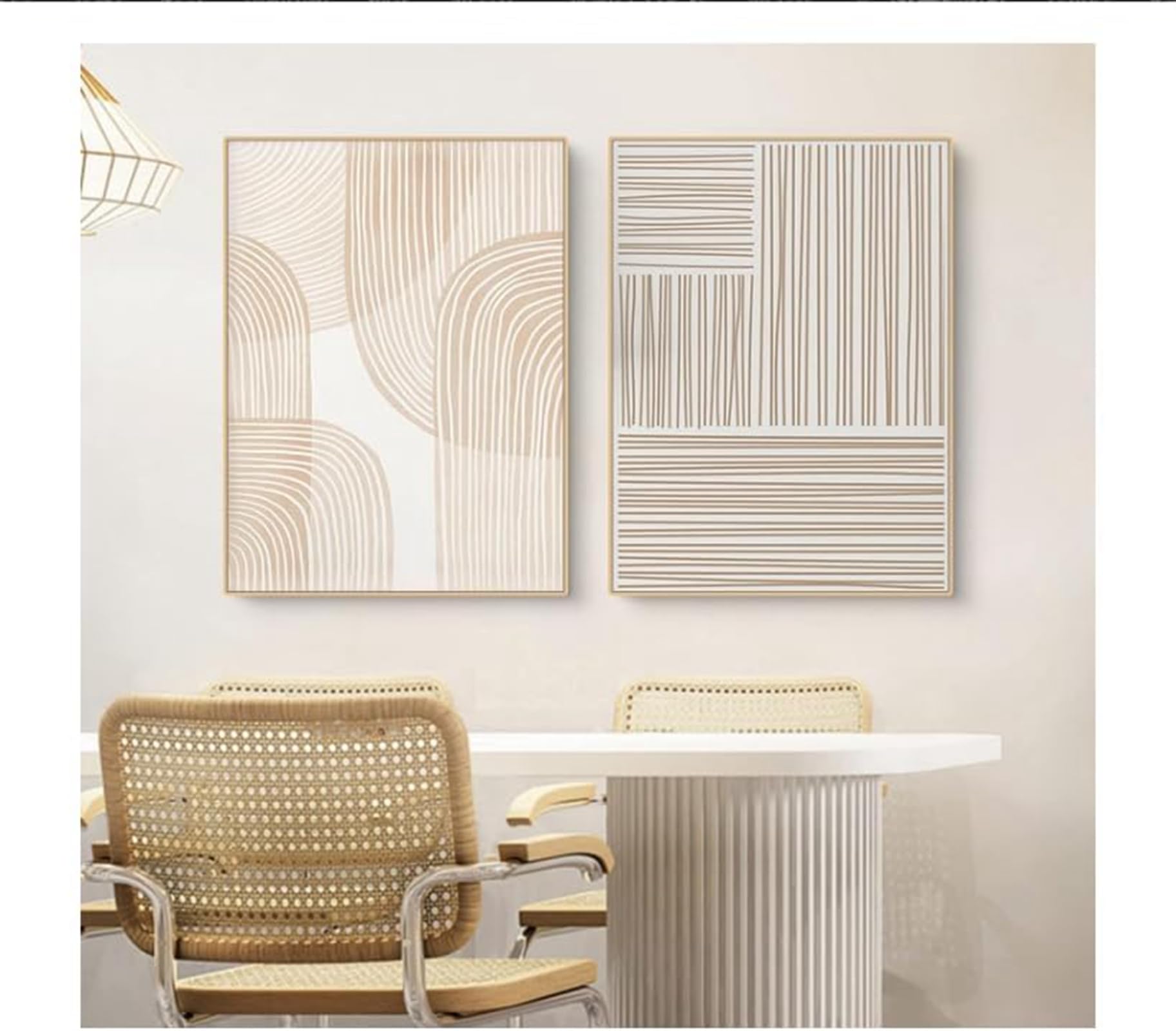 YLHKME Tableaux Abstrait Beige Géométrique Impression sur Toile Affiche Tableau Decoration Murale Salon,pour Salon et Chambre à Coucher Deco Maison (Sans Cadre,2X50X80CM)