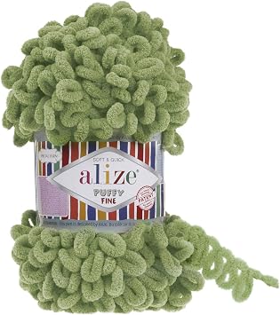 Alize Puffy Fine Yarn Baby Blanket - Lot of 5 Skeins, 500gr, 50yds, 100% Micropolyester Soft, Super Chunky Bulky Worsted