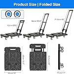 500 LBS Pliable Dolly Cart, Dolly pliable avec 6 360° Roues rotatives et 2 Ropes, Camion à main pliant, Léger et pratique,Platform Cart for Bagage,Maison,Voyage,Déplacement,Bureau