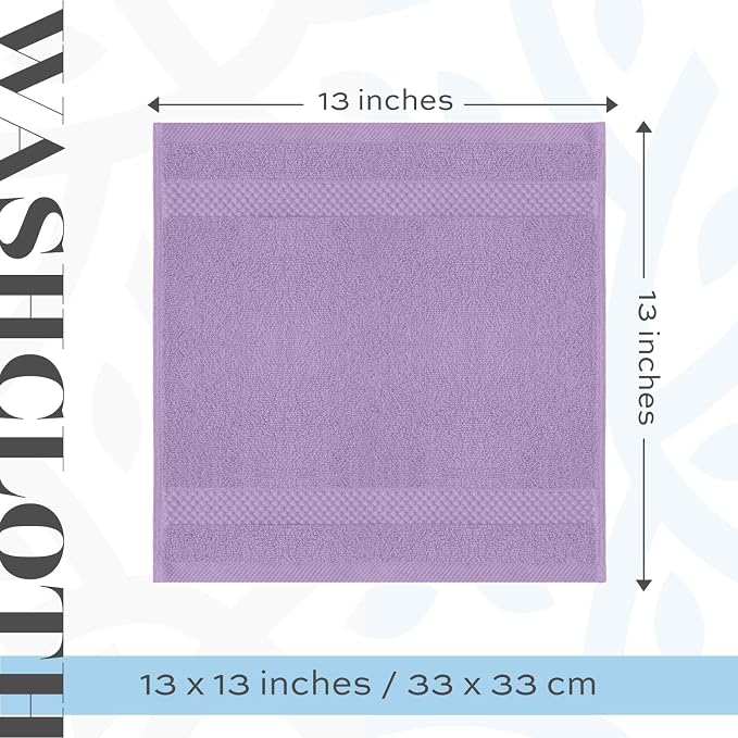 White Classic Luxury Cotton Washcloths - Large Hotel Spa Bathroom Face Towel | 12 Pack | Dolphin Gray