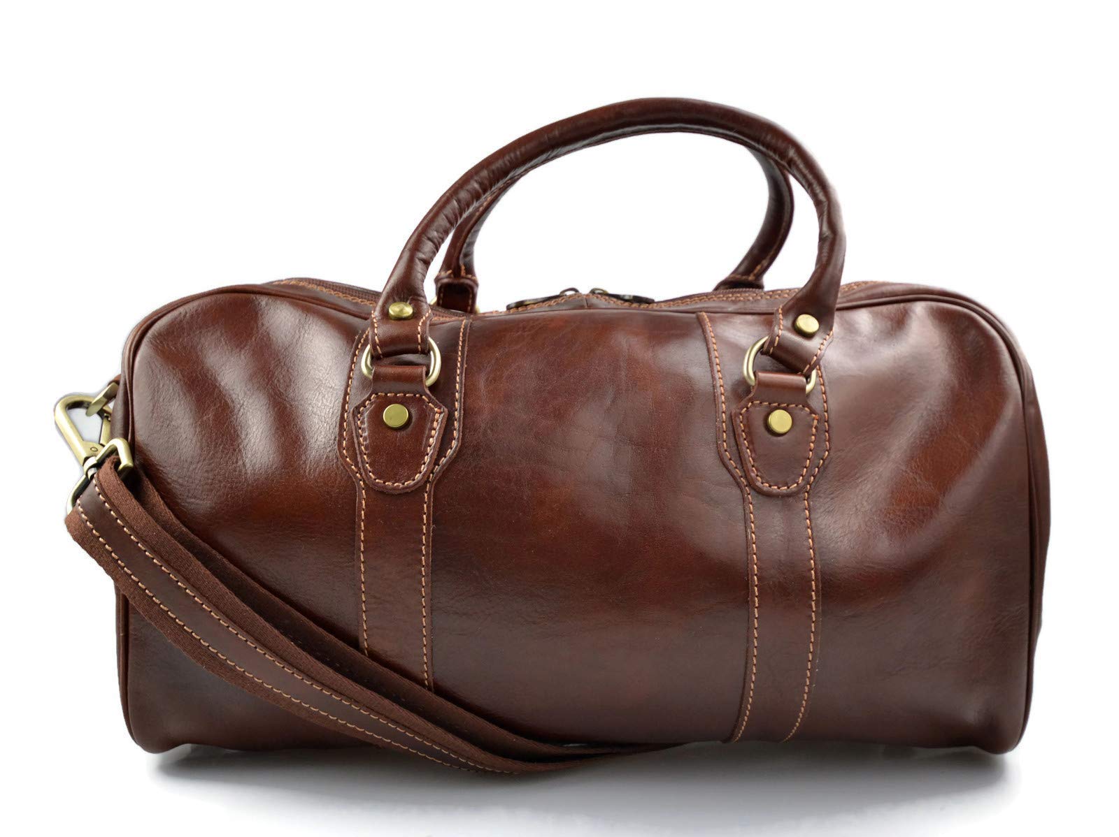 Bolso de viaje maleta marron bolso deportivo mujer hombre bolso de cuero con asas y correa de piel genuina bolso de mano de viaje bolso de espalda