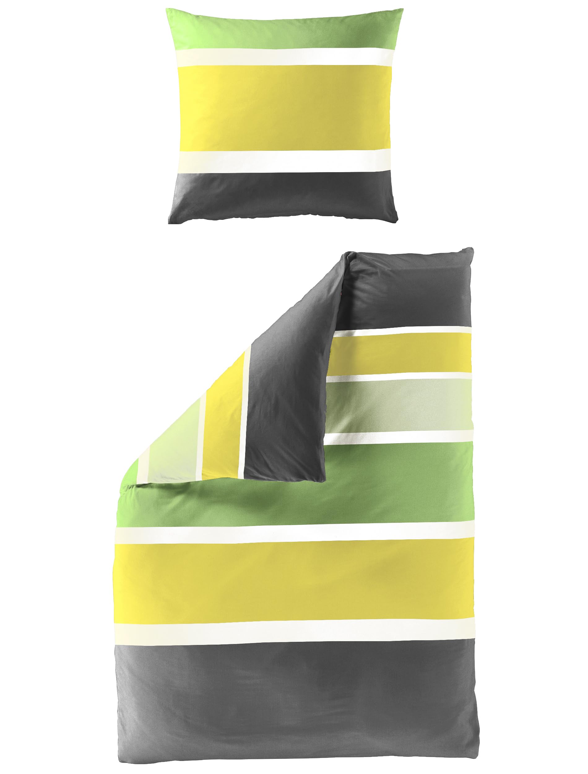 Bierbaum Bettwäsche 4757, Mako-Satin, Designed in Germany, limone 18, 135x200 + 80x80 cm