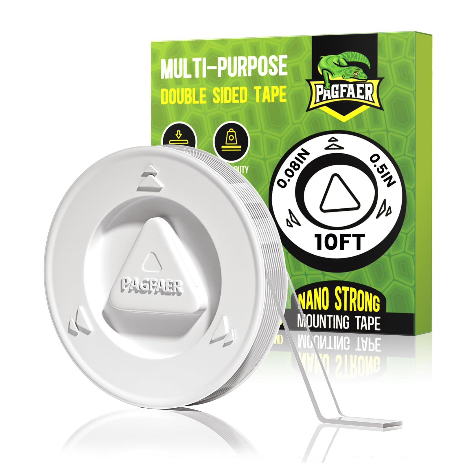 PAGFAER Double Sided Tape Heavy Duty, Double Sided Mounting Tape, Strong Heavy Duty Double Sided Tape for Walls Clear Hanging Adhesive Strips (10FT+