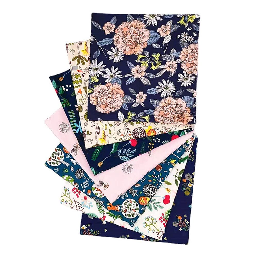 7 pcs Cotton Fabric Squares Bundles 50x50cm Vintage Floral Quilting Patchwork Fabric Fat Quarters Bundles DIY Crafts Sewing Supplies