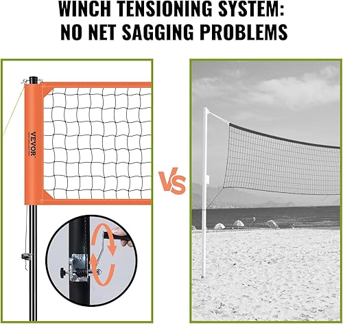 Miniatura 2 de VEVOR Sistema de red de voleibol portátil para exteriores, postes de aluminio de altura ajustable, juego profesional con voleibol de PVC, bomba,
