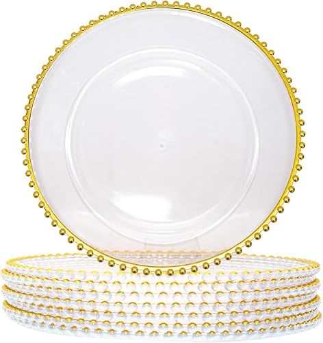 Juego de 10 platos de acrílico transparente de 13 pulgadas, elegantes platos decorativos para bodas, fiestas de vacaciones, reuniones familiares y