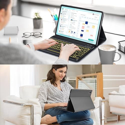 Miniatura 8 de Funda Samsung Galaxy Tab S6 Lite de 10.4 pulgadas 20222020 con teclado, retroiluminación inteligente de 7 colores y teclado Bluetooth inalámbrico