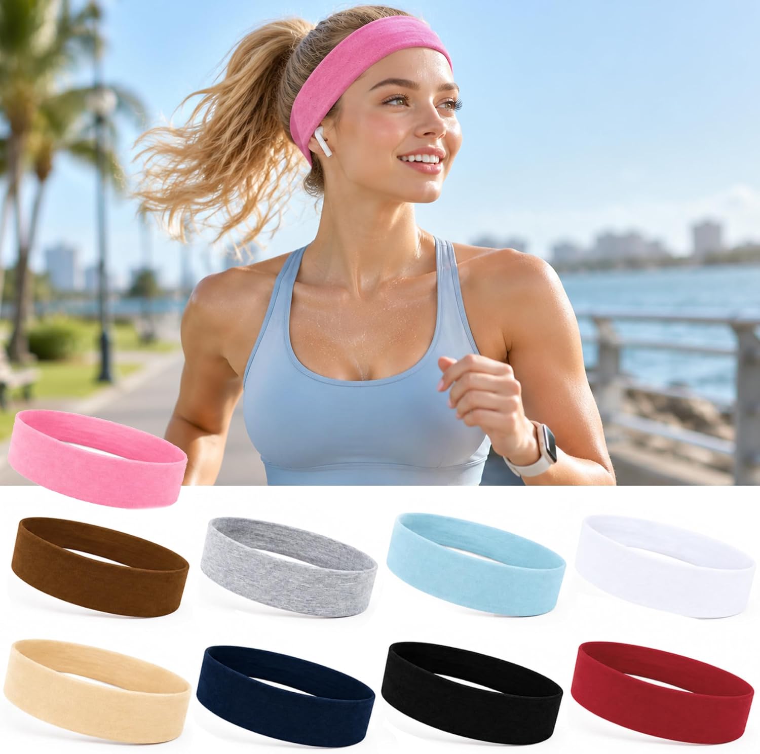 Headbands for Women 9 Pack, Non Slip Soft Elastic Hair Head Bands