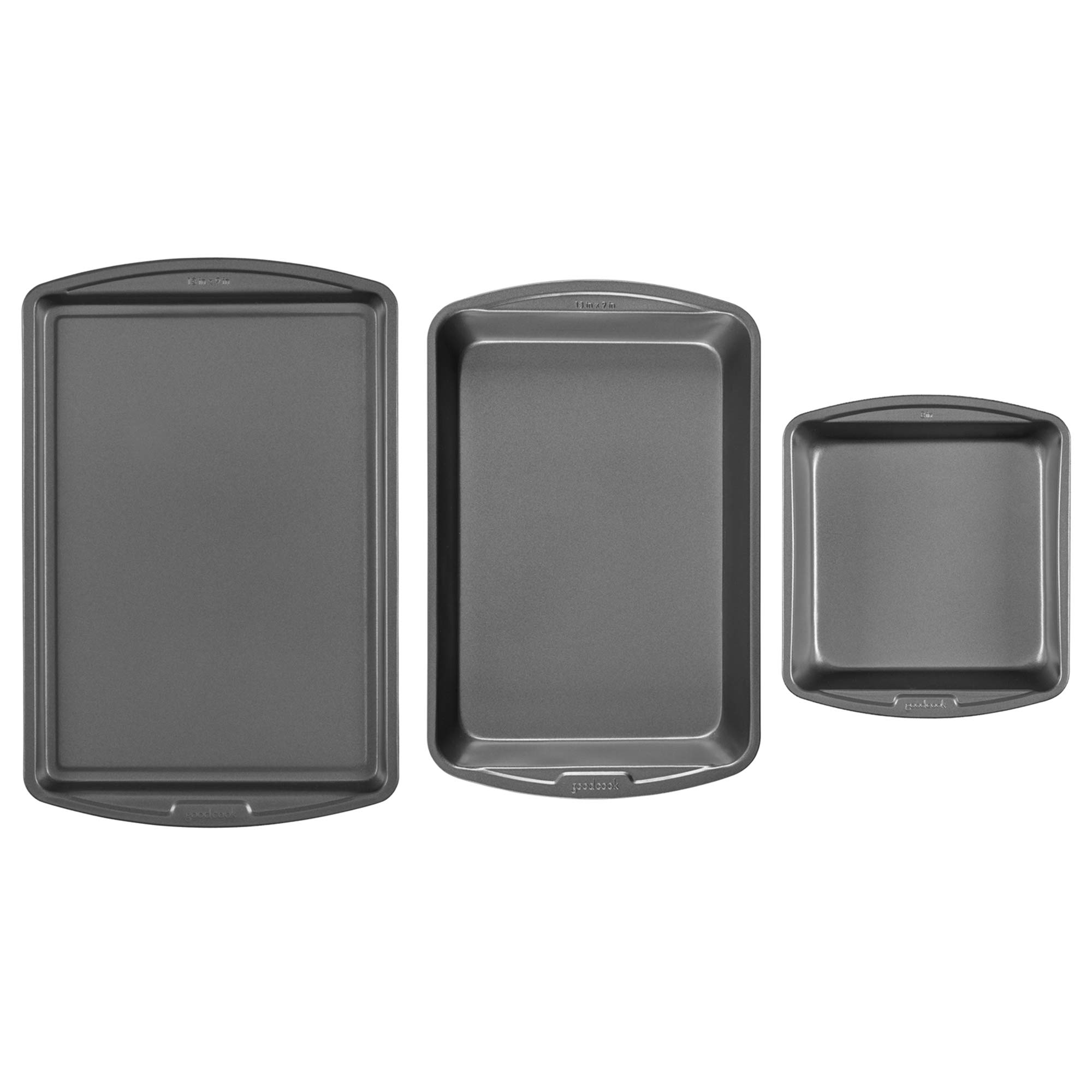 Good Cook - Bandeja para hornear (3 unidades, 8 x 8 cm, 1 bandeja para hornear y asar (1), 13 x 9 cm, 13 x 9 (1)