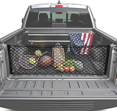 Miniatura 4 de BAILALIBO Red de carga para cama de camioneta, accesorios ajustables para almacenamiento de redes seguras, red elástica para portón trasero con